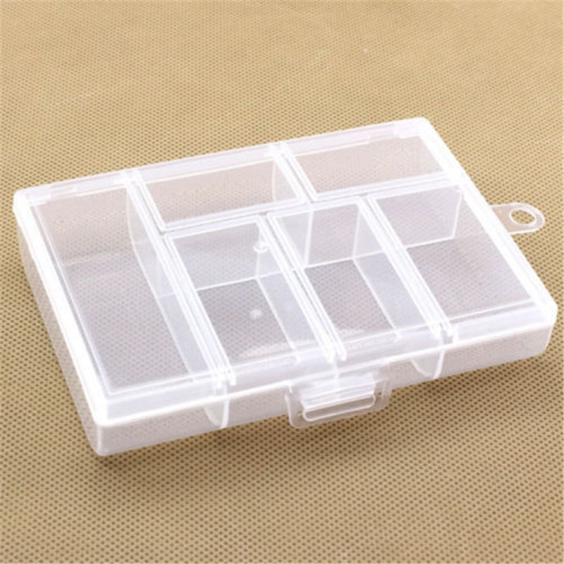 Bärbar plast 6-- fack förvaringsbehållare liten låda box transparent
