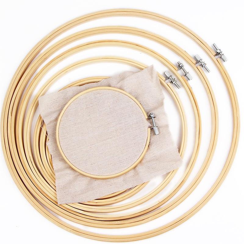 Retro DIY Sewing Embroidery Ring Hoop Wooden Embroidery Hoops Frame Set Bamboo Rings Cross Stich Household Sewing Tools