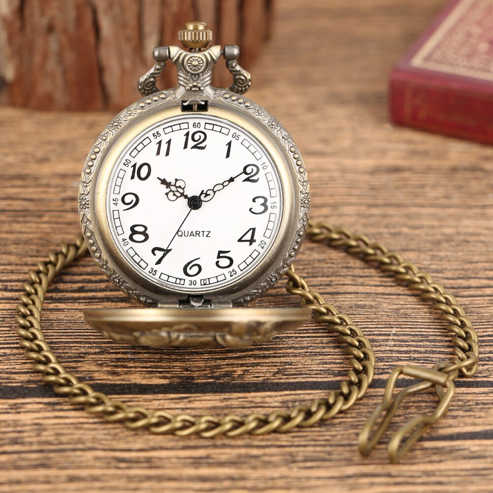 Bronze Quartz Pocket Watch Chinese Zodiac Monkey Steampunk Arabic Numerals Clock Fob Watches Necklace Men Women