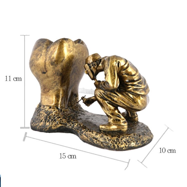 1Pc Dental Artware Tanden Handwerk Desktop Showcase Voor Tandheelkundige Kliniek Decoratie: Gold