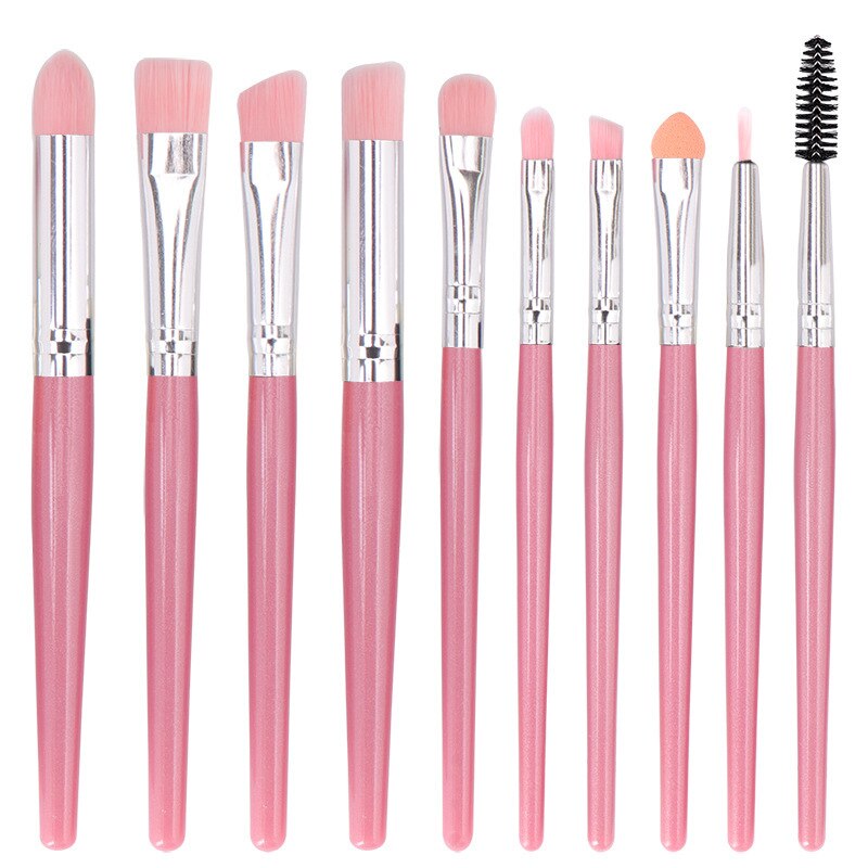 10 pièces maquillage des yeux fard à paupières cils pinceaux ensemble multifonctionnel correcteur réparation capacité fondation beauté brosse outils: powder silver