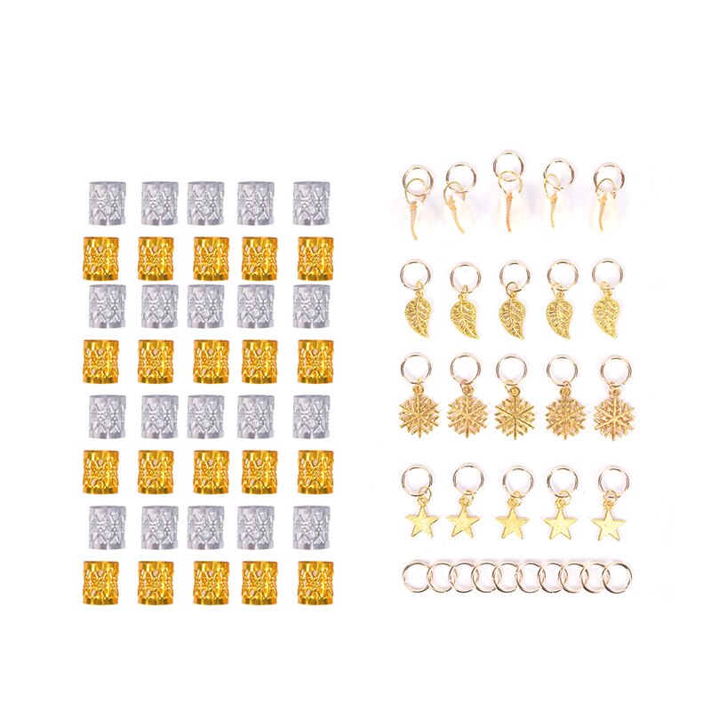 80/90/100 stk gull hår flette dreadlocks perler hår blad star diy hår klips hår mansjetter dread tube sjarm dreadlock tilbehør