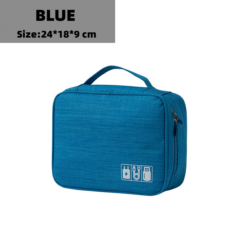 Cable Storage Bag Portable Digital Storage Bag USB Gadget Waterproof Cable Organizer Pouch Electronics Devices Accessories: LIGHT BLUE