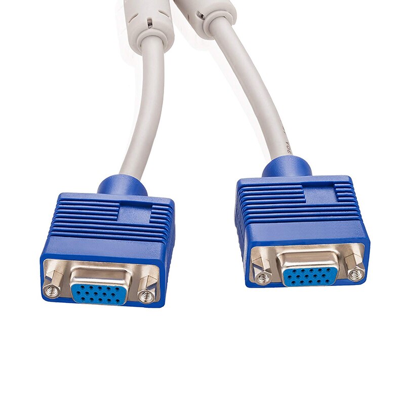 VGA Splitter Cable Male to 2 Female Monitor Adapter Extension Converter Video Cable PC Laptop Monitor Stable VGA Wire Cord