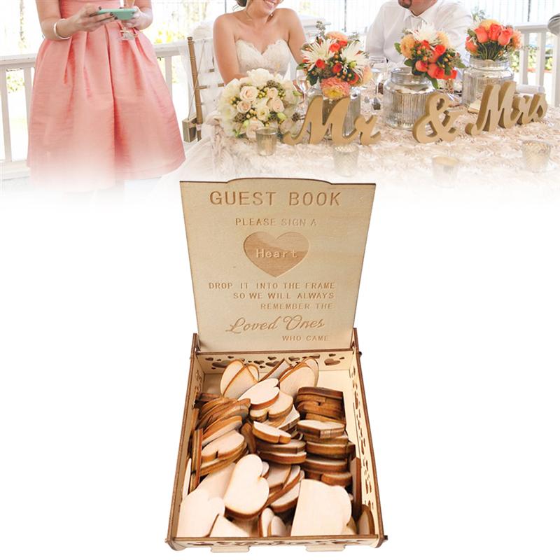 Wooden Heart Shape Pieces Holder Box Wedding Sign a Heart Box Message Box Love Wedding Guest Book