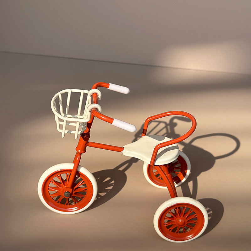 Miniature Iron Tricycle — Realistic Outdoor Bicycle, BJD/OB11 Accessory, Christmas, Thanksgiving, Graduation , Home Decor: Red