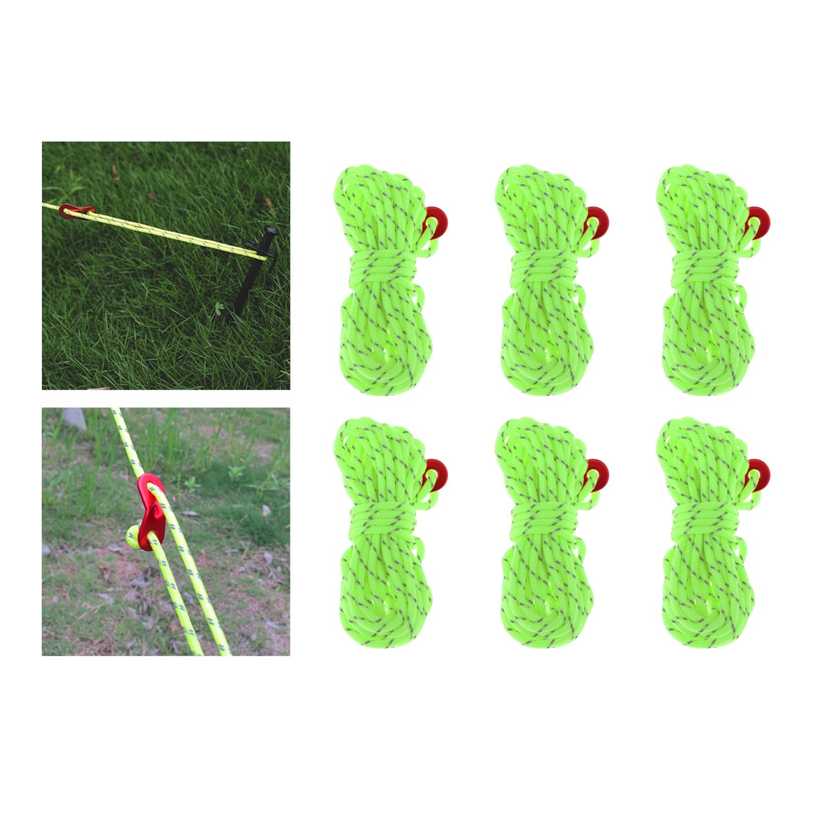 6Pcs Reflecterende Paracord Touw Dia.4mm Voor Survival Parachute Cord Lanyard Camping Klimmen Camping Touw Wandelen Waslijn