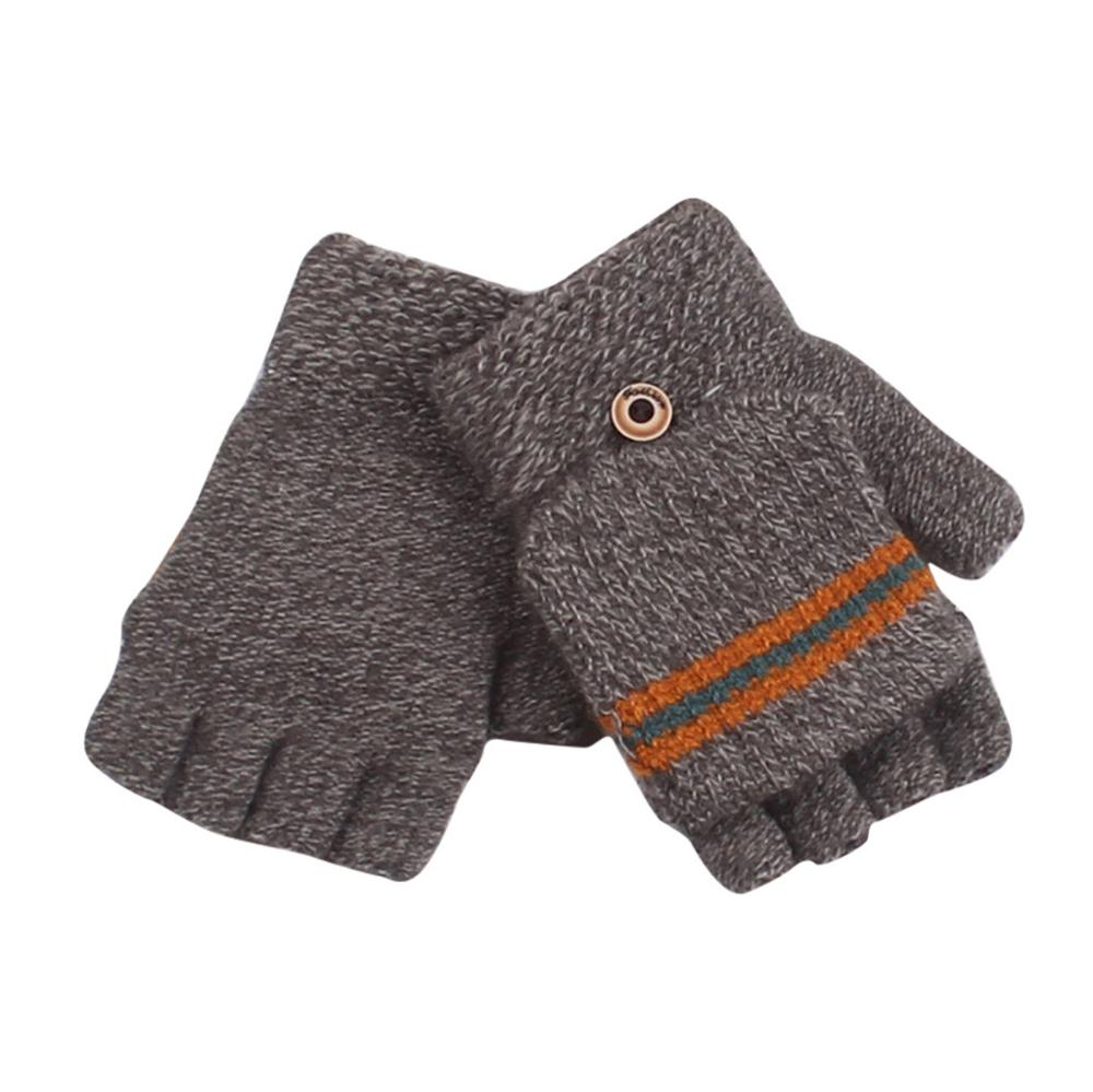 Children's Gloves Autumn Winter Big Half Finger Knit Gloves AB-yarn Boy Outdoor Unisex Simple Cute Gloves: C