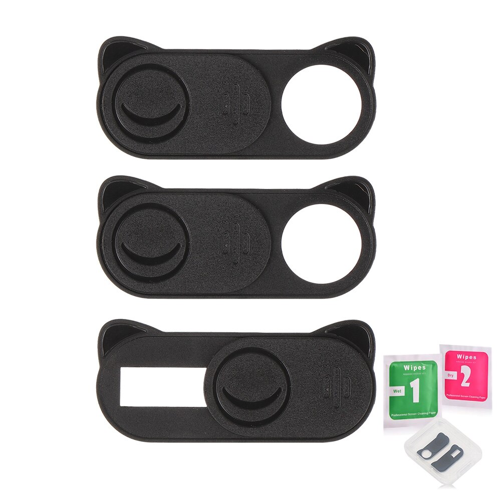 Adesivo per fotocamera copertura per Webcam Privacy copertura protettiva obiettivo per Computer portatile copertura per fotocamera protezione anti-pigolio cursore dell'otturatore: Black 3pcs bear