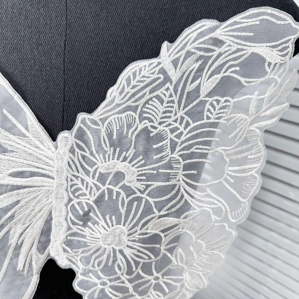 Large Butterfly Embroidery Appliques For Clothes Patches Lace Fabric Accessories For Wedding Dress Bridesmaid DIY Decor