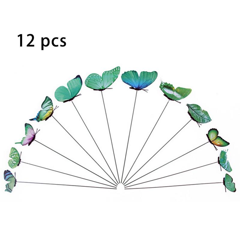 12Stck Simulation Schmetterling Stange Blumentopf Vase Gartenarbeit Bonsai Bonsai Für drinnen Garten GrüNe Pflanze Dekoration: Grün