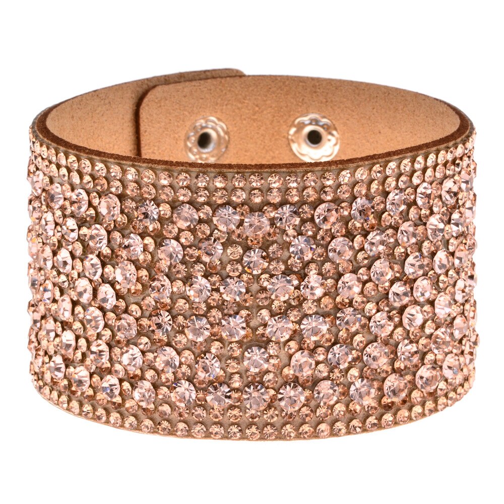 Louleur Breiten Leder Kristall Armbänder & Armreifen Für Frauen Mädchen Handgemachte Weibliche Charme Manschette Armbinde Armbinde Partei Schmuck: Champagner