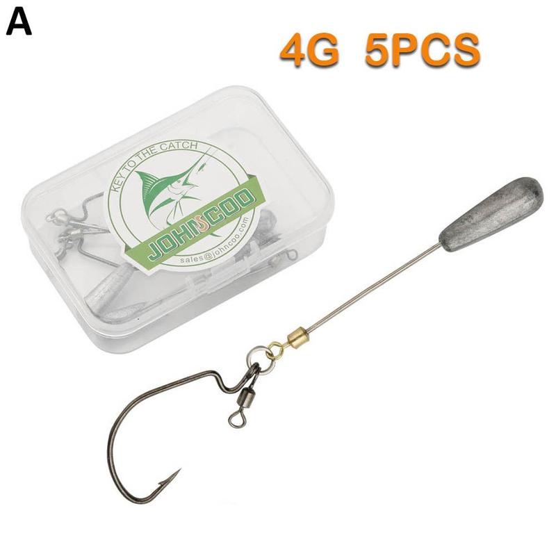 Pesas de pesca con ruedas giratorias, aparejo de tiro, anzuelos Offset, 5 unids/caja, 4g-12g: 4g