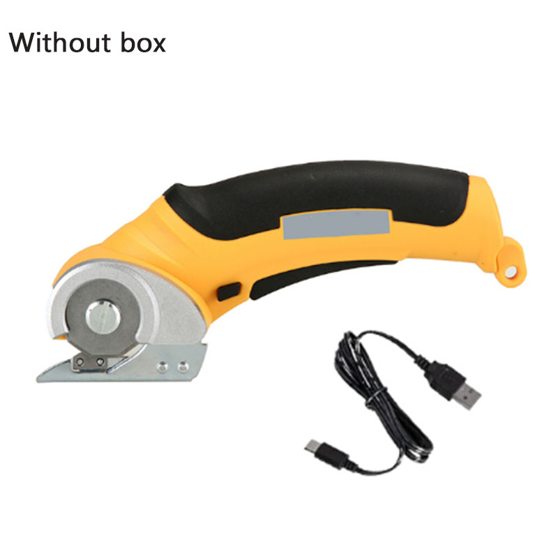 Tijeras eléctricas, máquina cortadora de tela recargable, tijeras de cuero de PVC, corte portátil para manualidades, costura, herramienta manual de cartón: Naranja / negro