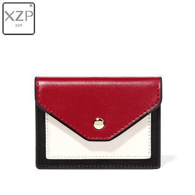 XZP 2019 Annata Breve Della Moneta Delle Signore Della Borsa dell'UNITÀ di ELABORAZIONE di Cuoio Cuciture Coreano Fibbia Della Carta Multifunzione Cornici e articoli da esposizione mini Portafoglio: nero