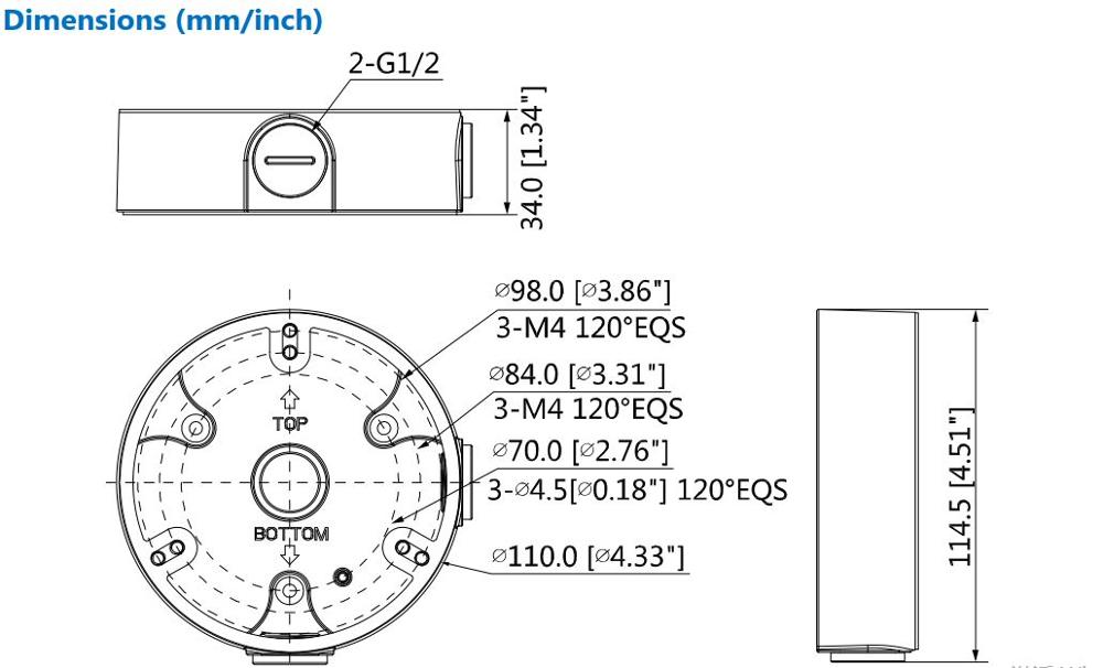 3 stk/pakke pfa 136 vandtæt samleboks dh-pfa 136 til ip kamera hdcvi kamera ptz cctv kamera sikkerhedskamera mini dome kamera