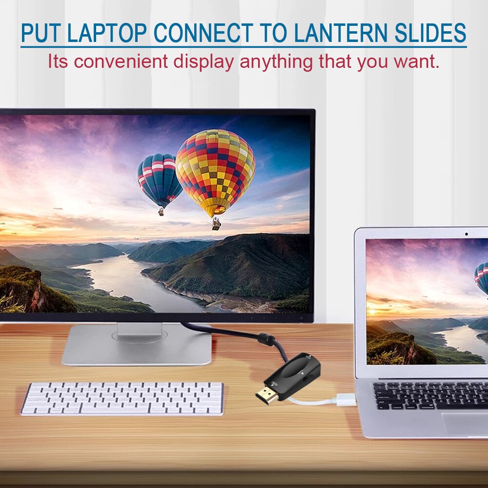 HDMI-compatible Male to VGA 15 Pin Female Adapter 3.5mm Jack Audio Cable Converter 1080P For PC Laptop TV Box Display Projector