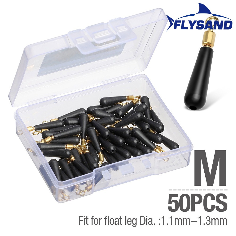 FLYSAND 50pcs/Box Drift Fishing Floats Seat Copper Head Rubber Bobber For Led Fishing Float Rotation Buoy Seat: WHITE