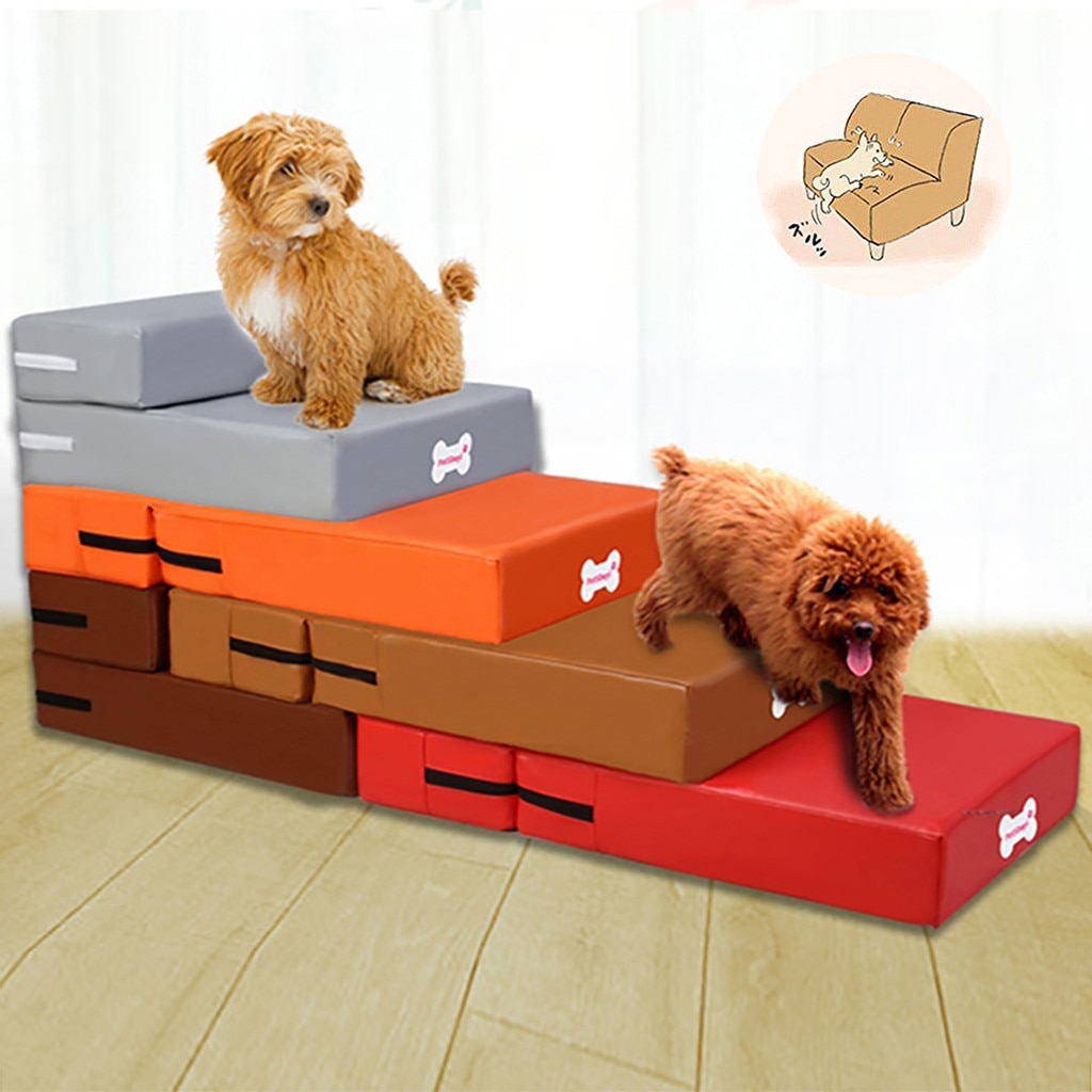Waterproof Leather Foldable Pet Stairs Detachable Pet Bed Cat Dog Ramp 2 Steps Ladder For Small Dogs Puppy Cat Bed