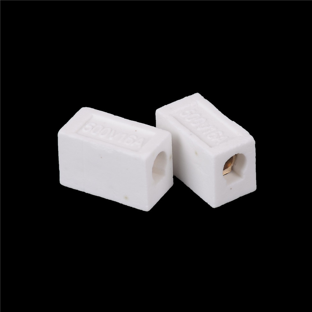 2 Pcs Ceramic Terminal Block 30A 1Way 2 Hole Connector Porcelain Ceramic Terminal Blocks Whosesale