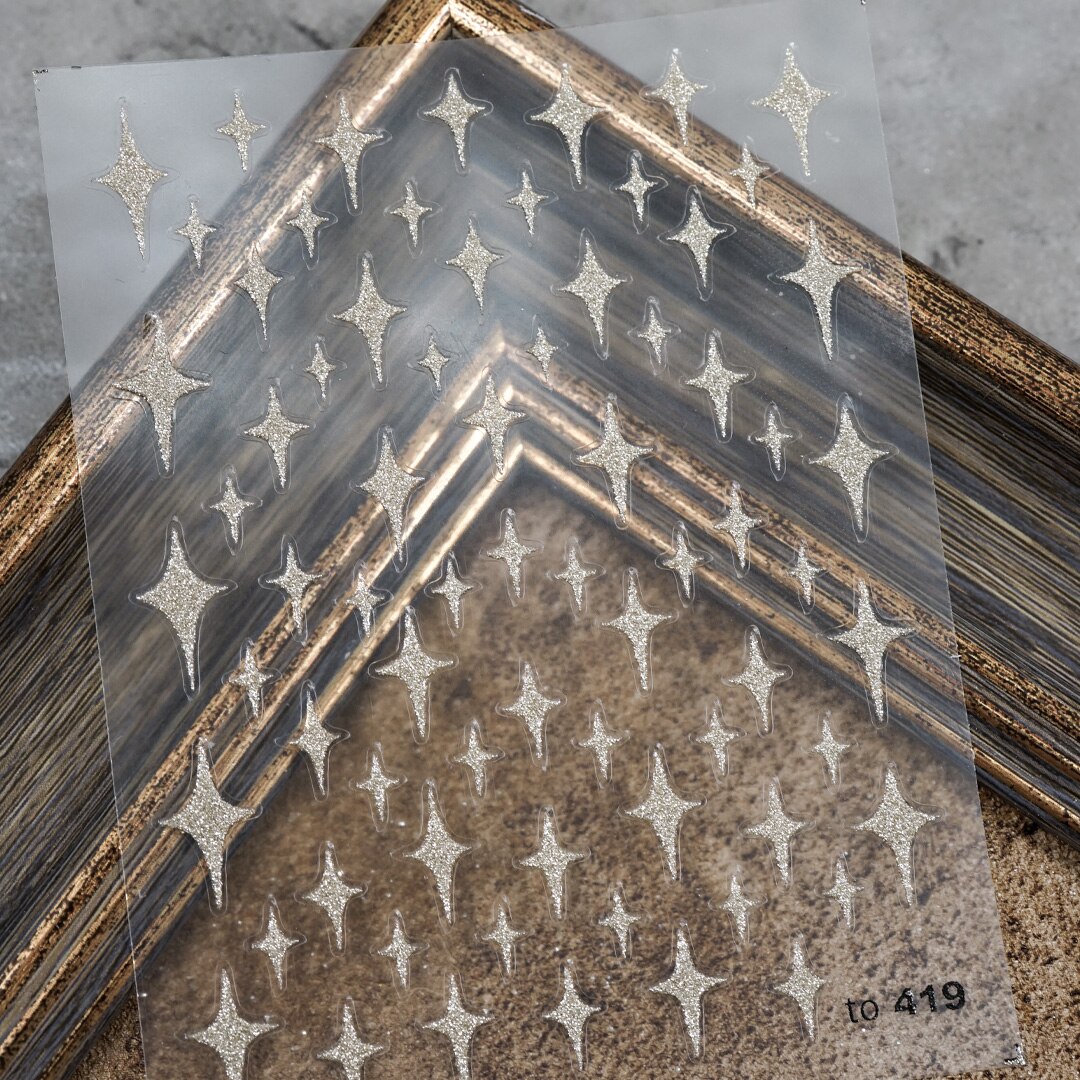 Pferd Sterne Mond 5D Geprägt Schmetterling Nagel Aufkleber Kunst Presse auf NäGel Decals Dekorationen Transfer Nagel Folie Manikübetreffend: 419 Gold