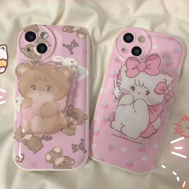 Funda de teléfono mariposa gato conejo para iPhone 14 Plus 7 8 X XS XR 11 12 13 Pro Max fundas de silicona con soporte
