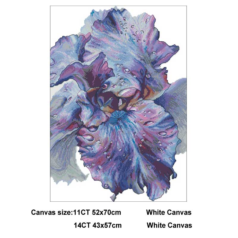 Lockande iris blommönster räknade korsstygn 11ct 14ct diy kinesiska korsstygnskit broderi handarbetsset heminredning: Hq438 / 11ct färg duk