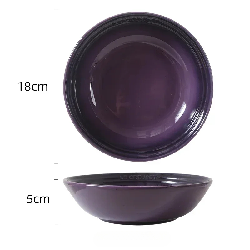 Cuenco de sopa de porcelana de 7 pulgadas, 1 paquete, plato de cerámica para cena, postre, ensalada, plato de comida, bandeja para servir en la cocina, vajilla profunda colorida: Negro