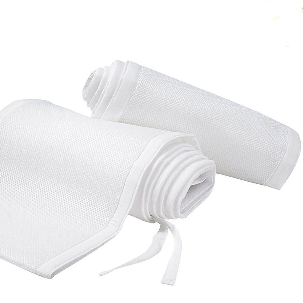 Breathable Crib Bumper Grey Mesh Crib Bumper for Full-Size Crib Breathable Mesh Cama Infantil Bedbumper Kids Bed Crib Bumper