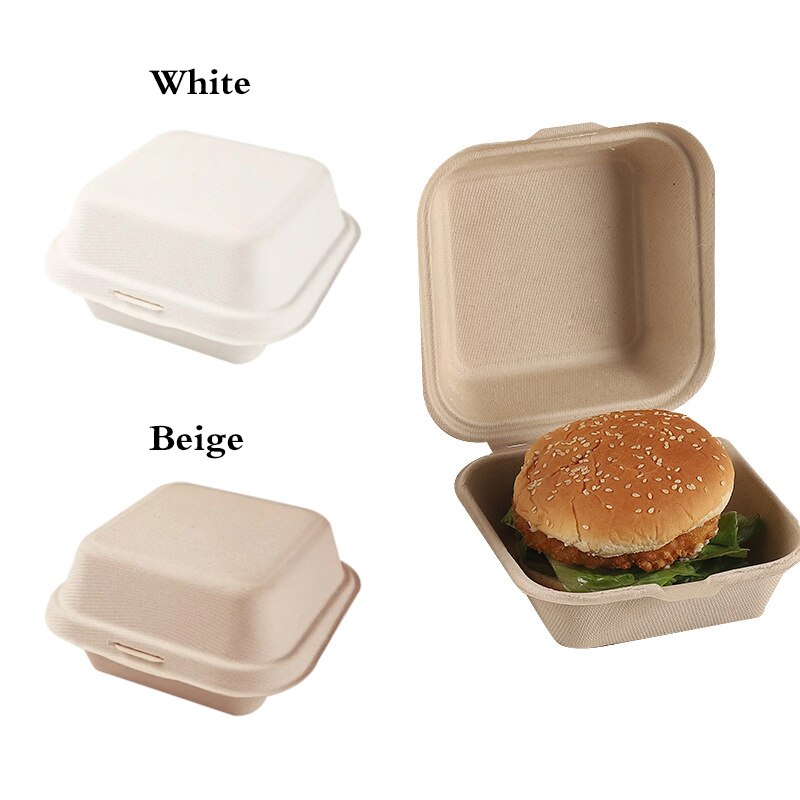 20Pcs Disposable Lunch Box Eco-Friendly Bakery Container Fruit Hamburger Cake Meal Prep Packaging