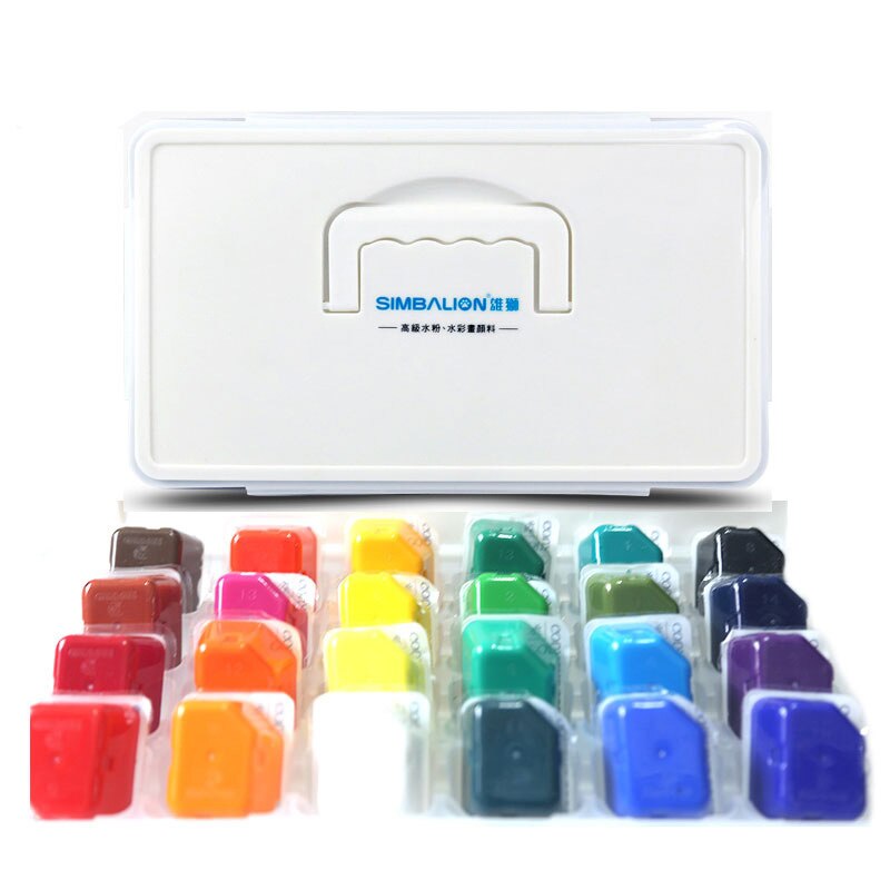 24 color gouache paint jelly paint set children beginner elementary school gouache painting materials pigment: Default Title