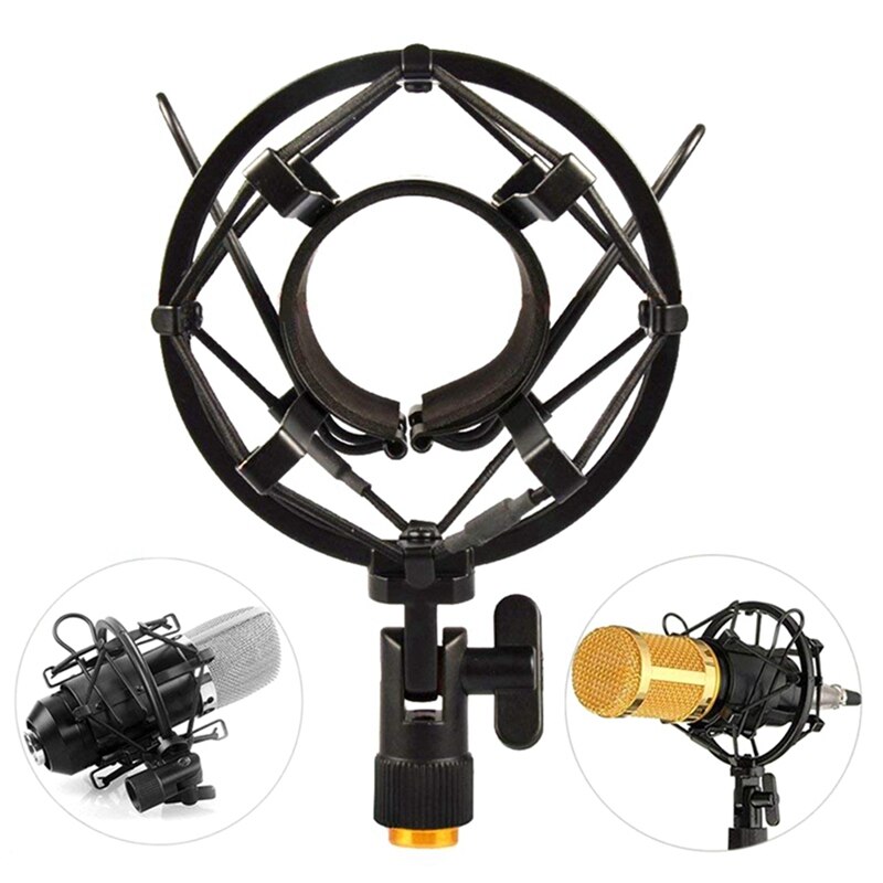 Microphone Shock Mount with Double Mesh Filter Adjustable Anti Vibration High Isolation Metal Mic Mount Holder Clip