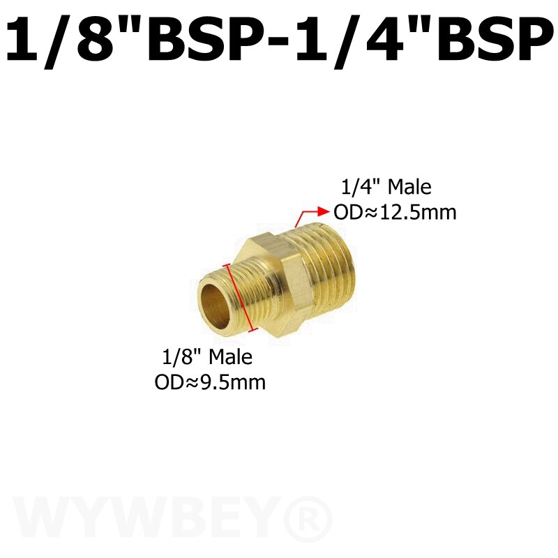 Messing sekskantet nippel rørfitting kobber adapter 1/8 1/4 3/8 1/2 3/4 han lige reduktionskoblingsforbindelse vand gas vvs samling: Dn6-dn8 01-02