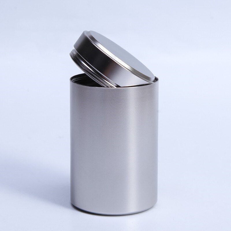 Mini latas de té portátiles de acero inoxidable, contenedor de almacenamiento de Metal de titanio, sellos, tanque de viaje, 5,2x9cm