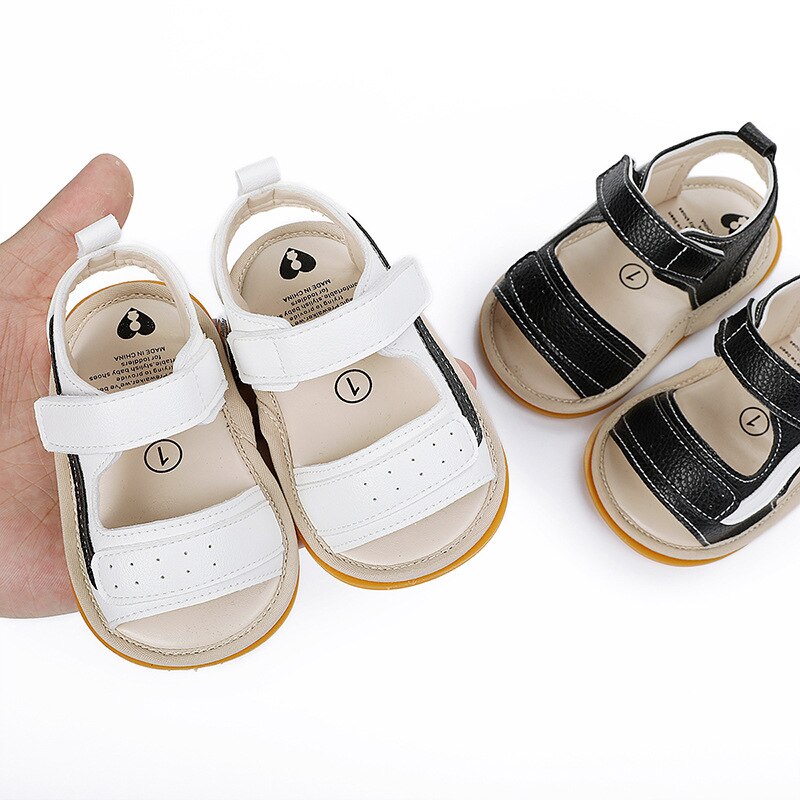 Recién Nacido bebé niña Zapatos niño Zapatos Chatos para niños pequeños sandalias de suela de goma suave Anti-Slip verano PU de cuero de cuna primeros zapatos de andar