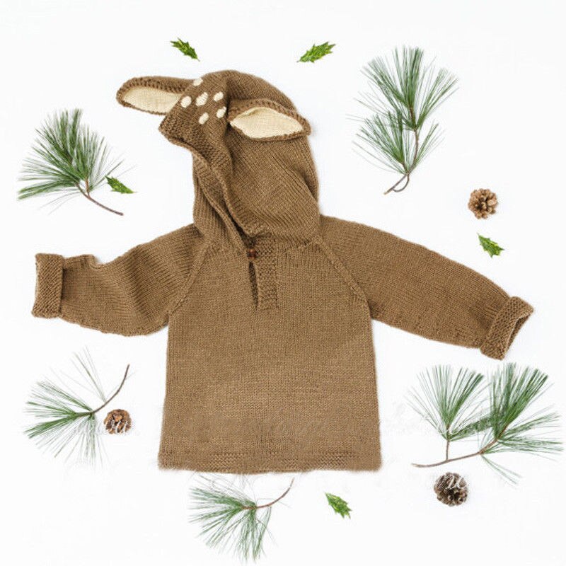 Newborn Babies Kniting Hooded Warm Top Clothing Baby Girls Infant Winter Coat Knit Sweater Baby Knitwear Long Sleeve Clothes: A / 24M