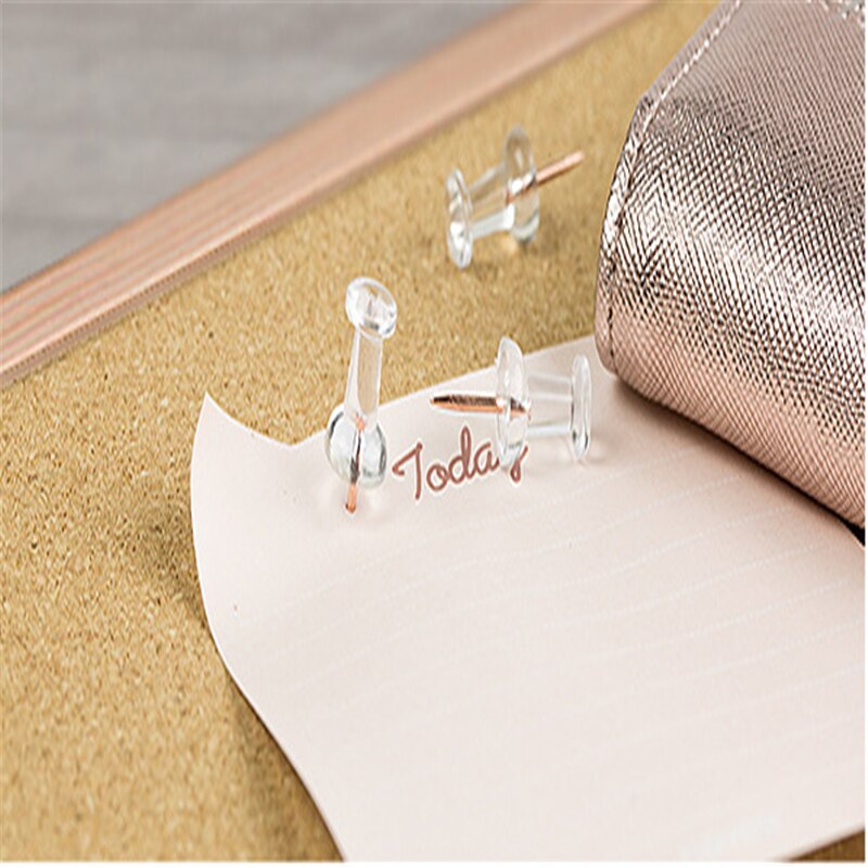 180PCS Push Pins Plastic Transparent Rose Gold Thumbtack Board Pins Drawing Photo Wall Studs Office School Supplies Crafting