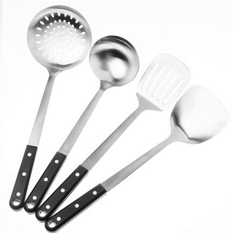Kunststoff Griff wok Spachtel edelstahl kochen löffel haushalts lange griff Beschichtung Küche Dreher Löffel Mischen Leck Halfter