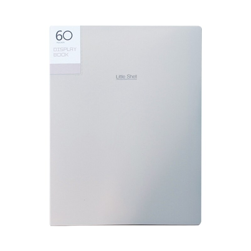 A4 Display Book 20/30/40/60 Pages Transparent Insert File Folder Document Bag: Gray 60 Page