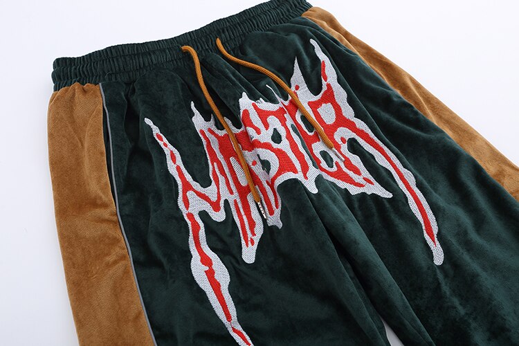 Hip Hop Color Patchwork Embroidered Letter Vibe Sweatpants Pants Mens Retro Pants Straight Oversize Trousers Mens Joggers Pants