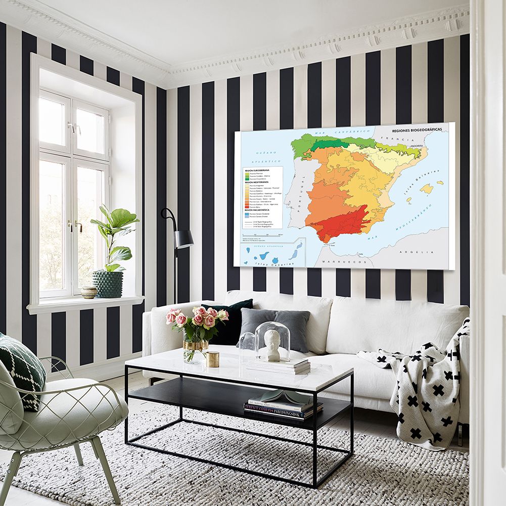 225*150cm The Spain Region Distribution Map(In Spanish)Non-woven Canvas Painting Wall Art Poster Home Decoration School Supplies