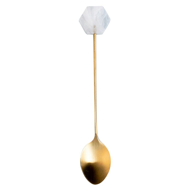 Stainless Steel Coffee Small Stirring Spoon Simple Acrylic Gold-plated Geometric Shape Dessert Spoon: W3