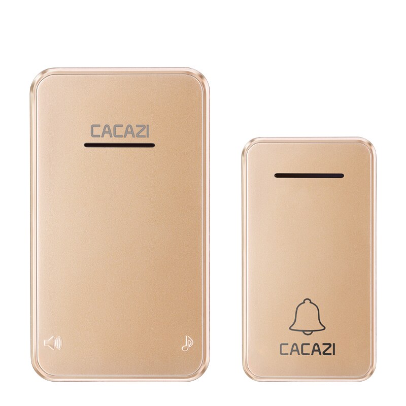 CACAZI – sonnette sans fil auto-alimentée, carillon, prise US/EU, 1/2 boutons, 1/2 récepteurs, sans batterie: 1 button 1 receiver / L'UA