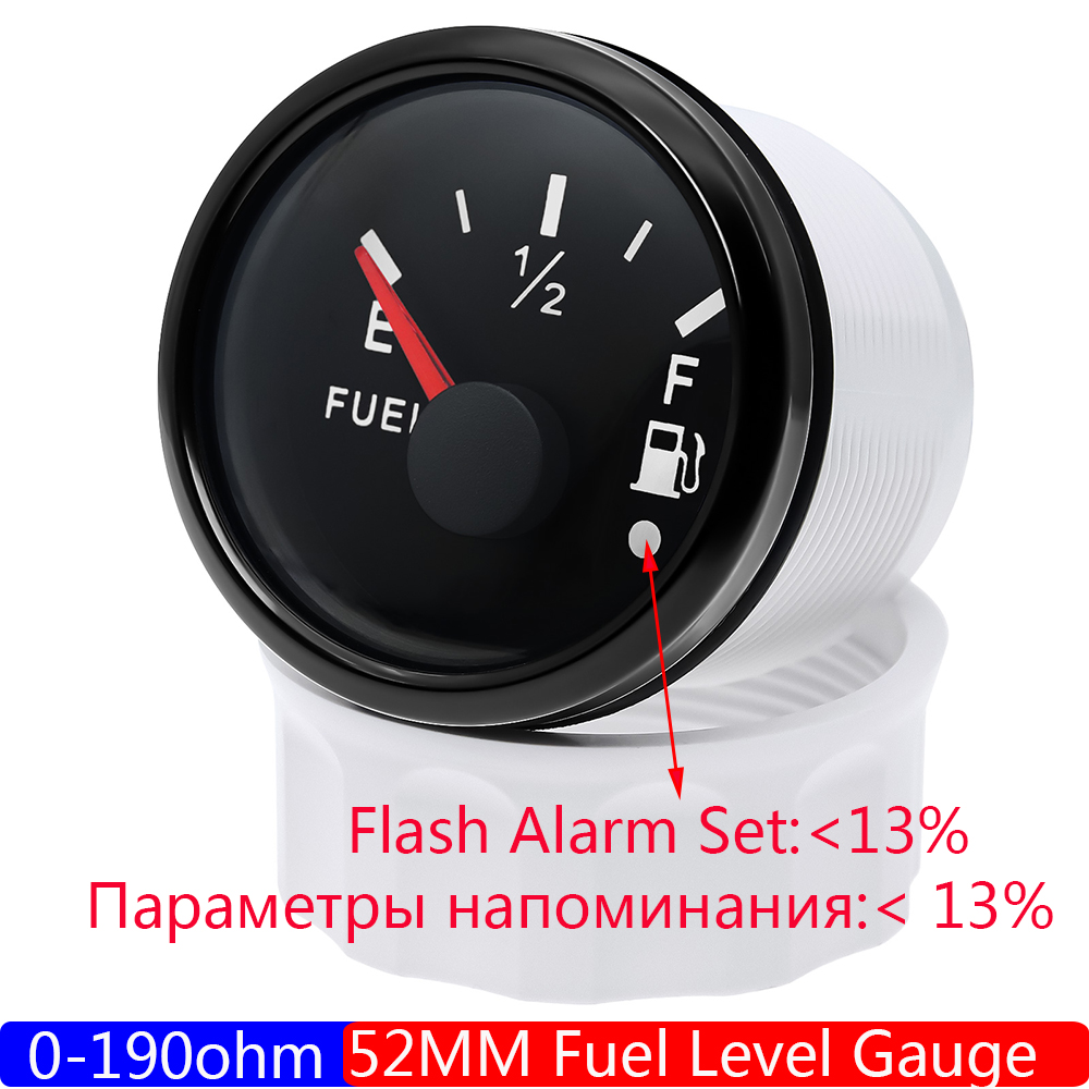 Waterproof IP67 52mm Fuel Level Gauge+Oil Level Sensor 100-500mm 0-190OHM Red LED Oil Tank Meter with Alarm Car RV Camper 12V24V: SKY BLUE