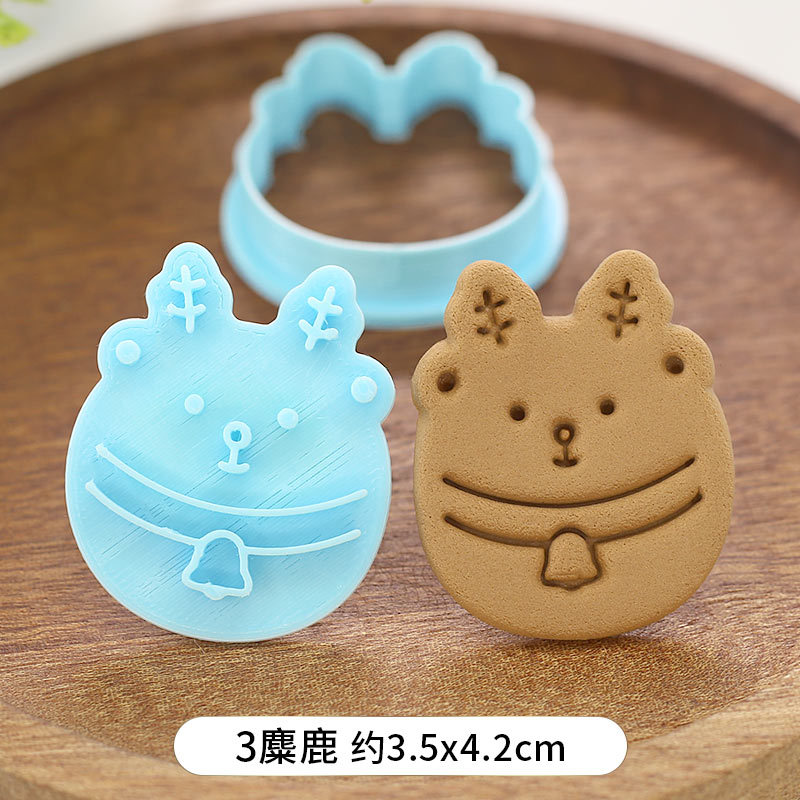 Cartoon Kerst Serie Biscuit Mold Driehoek Ronde 3D Drie-Dimensionale Drukken Keuken Handgemaakte Biscuit Cutter Bakken Tool: Style 3