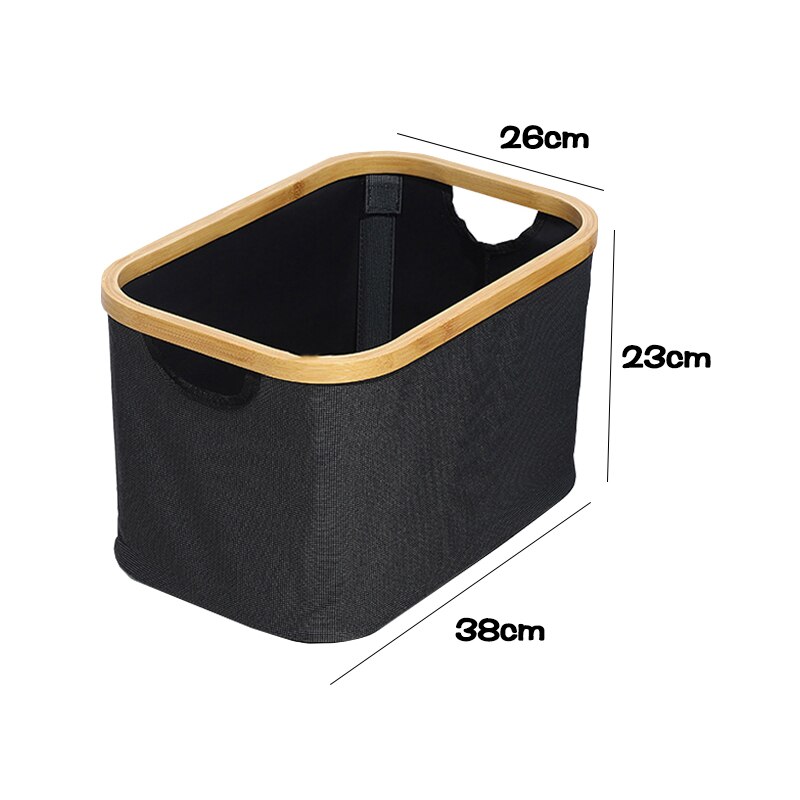 Waterproof Foldable Laundry basket With lid With Handle Large Bamboo Dirty Clothes/Toys/Debris Multifunction Storage Basket: Black  B