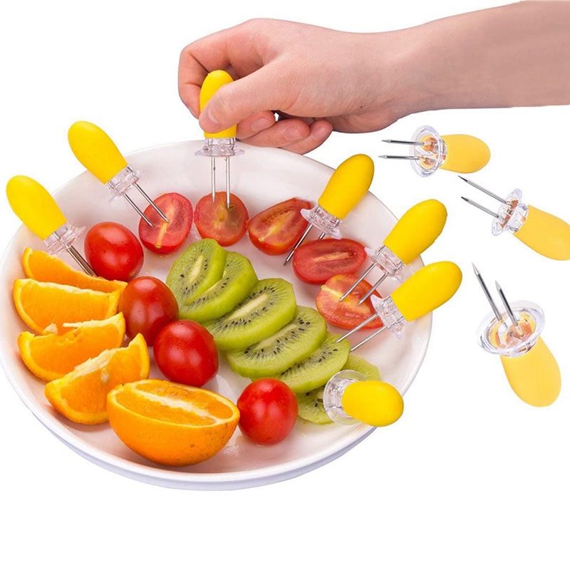 20 sztuk ze stali nierdzewnej uchwyty na kukurydzę robić kukurydza w kolbie blokujące widły robić kukurydzy dla domowe gotowanie i sprzętem robić grillowania uchwyt kukurydzy