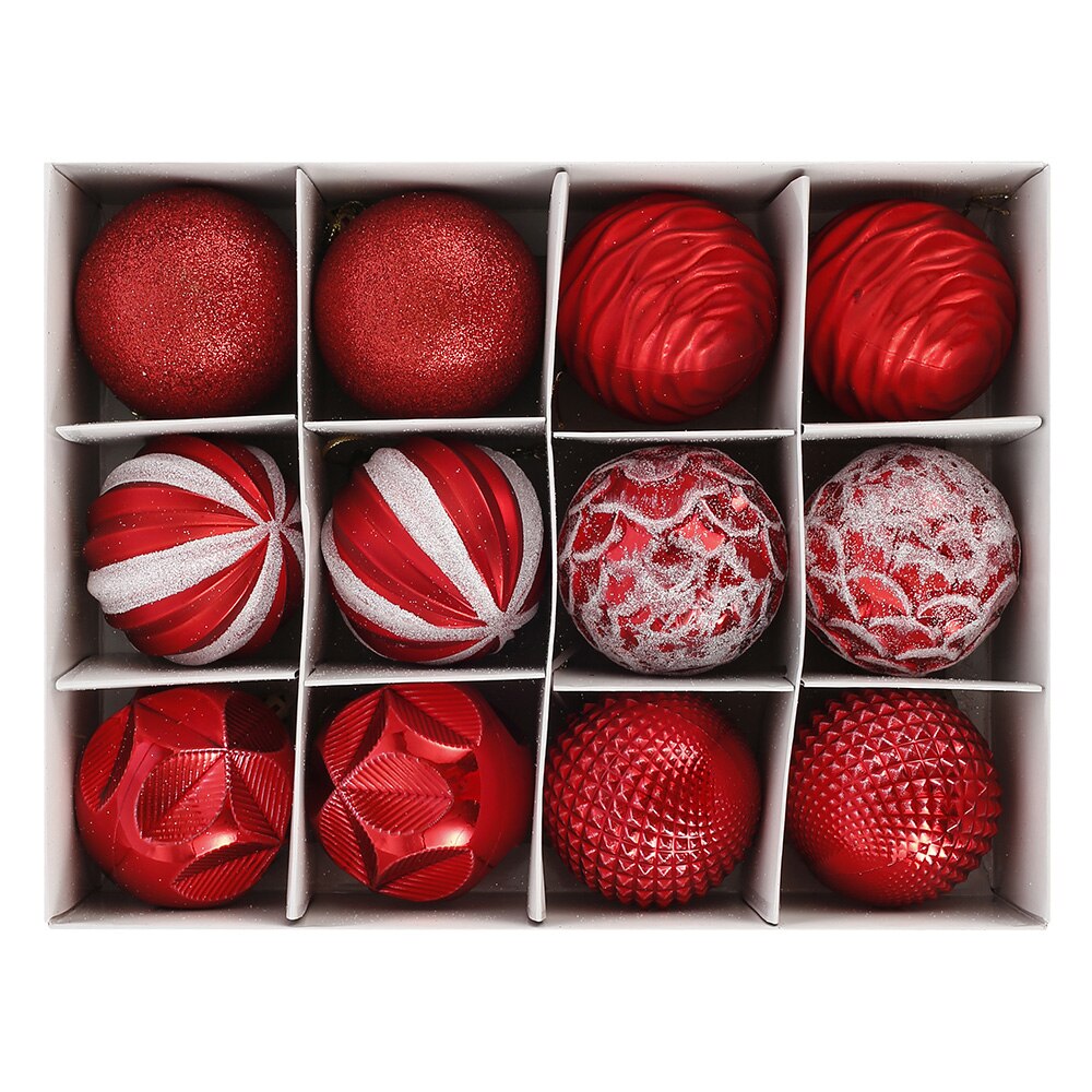 12pcs 6cm Luxury Christmas Tree Ornaments Balls Hanging Xmas Tree Decor Ball for Home Year Party: A