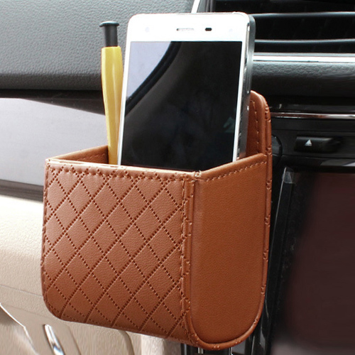 EAFC PU Leder Auto Auslauf Luft entlüften Papierkorb Auto praktisch Halfter Tasche Beutel Organizer Hängen Kasten Auto Liefert zubehör: Braun