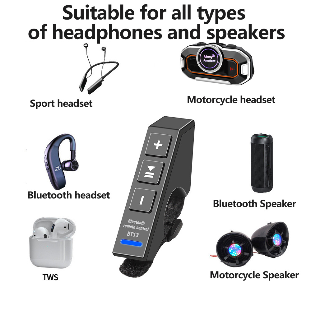 VR Robot Waterproof Wireless Bluetooth Remote Control Button for Helmet Headset Motorcycle/Bike Handlebar Media Controller